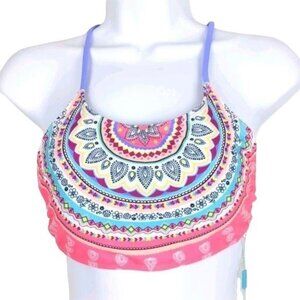 Bingo Juniors Pink & blue halter swim top M